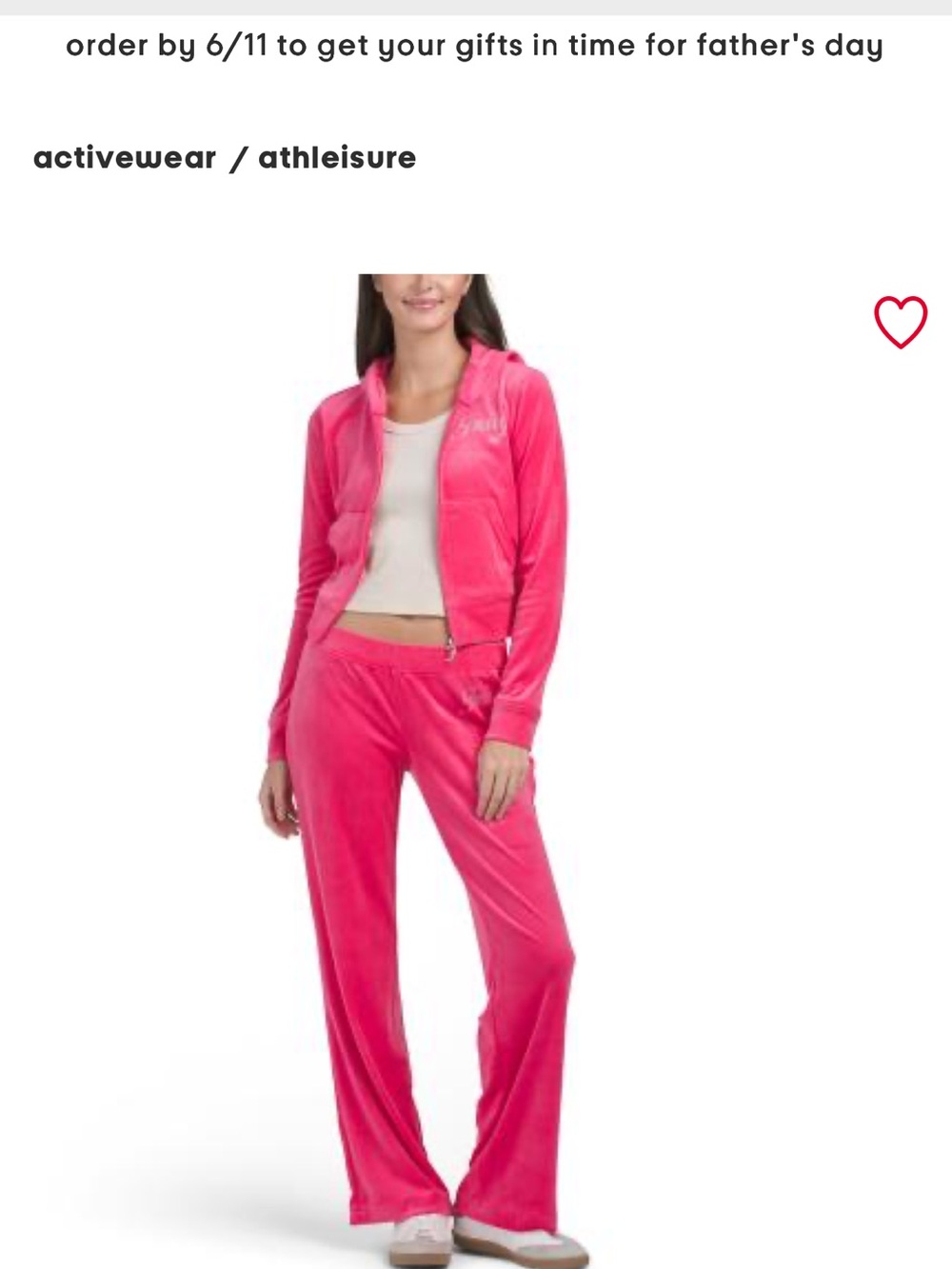Juicy Couture Hot Pink Velour Track Pants & Hoodie Set
